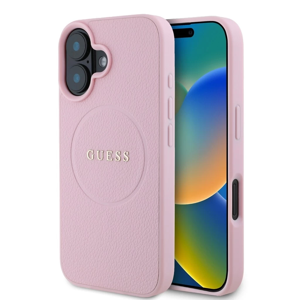 Guess PU Grained Classic Logo MagSafe tok iPhone 16 készülékhez rózsaszín