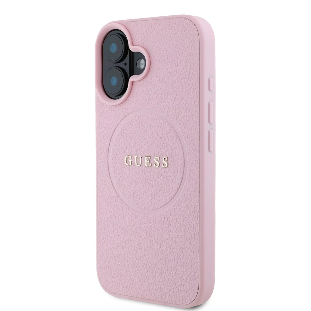 Guess PU Grained Classic Logo MagSafe tok iPhone 16 készülékhez rózsaszín