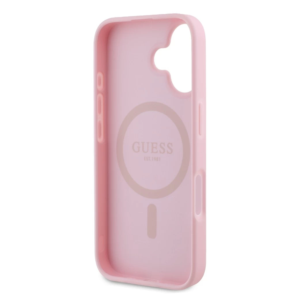 Guess PU Grained Classic Logo MagSafe tok iPhone 16 készülékhez rózsaszín