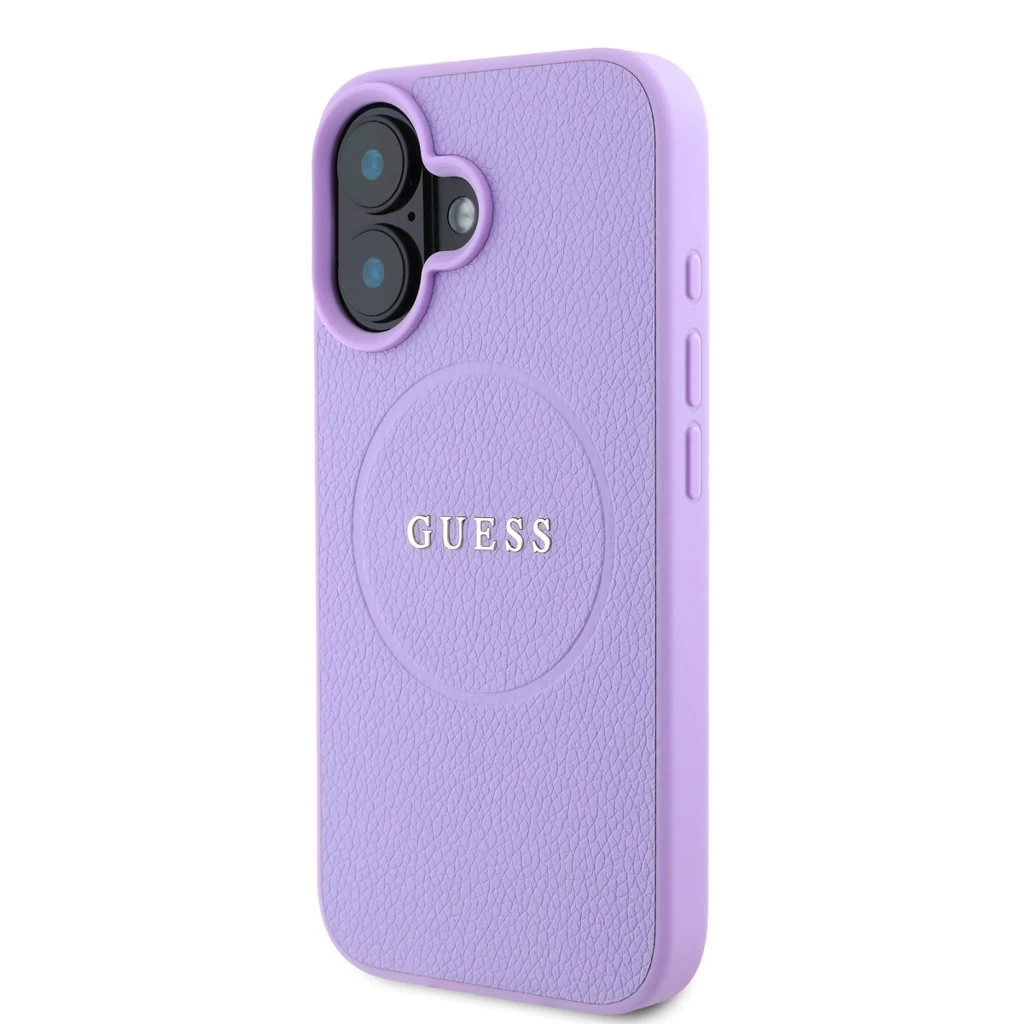 Guess PU Grained Classic Logo MagSafe tok iPhone 16 Plus készülékhez lila