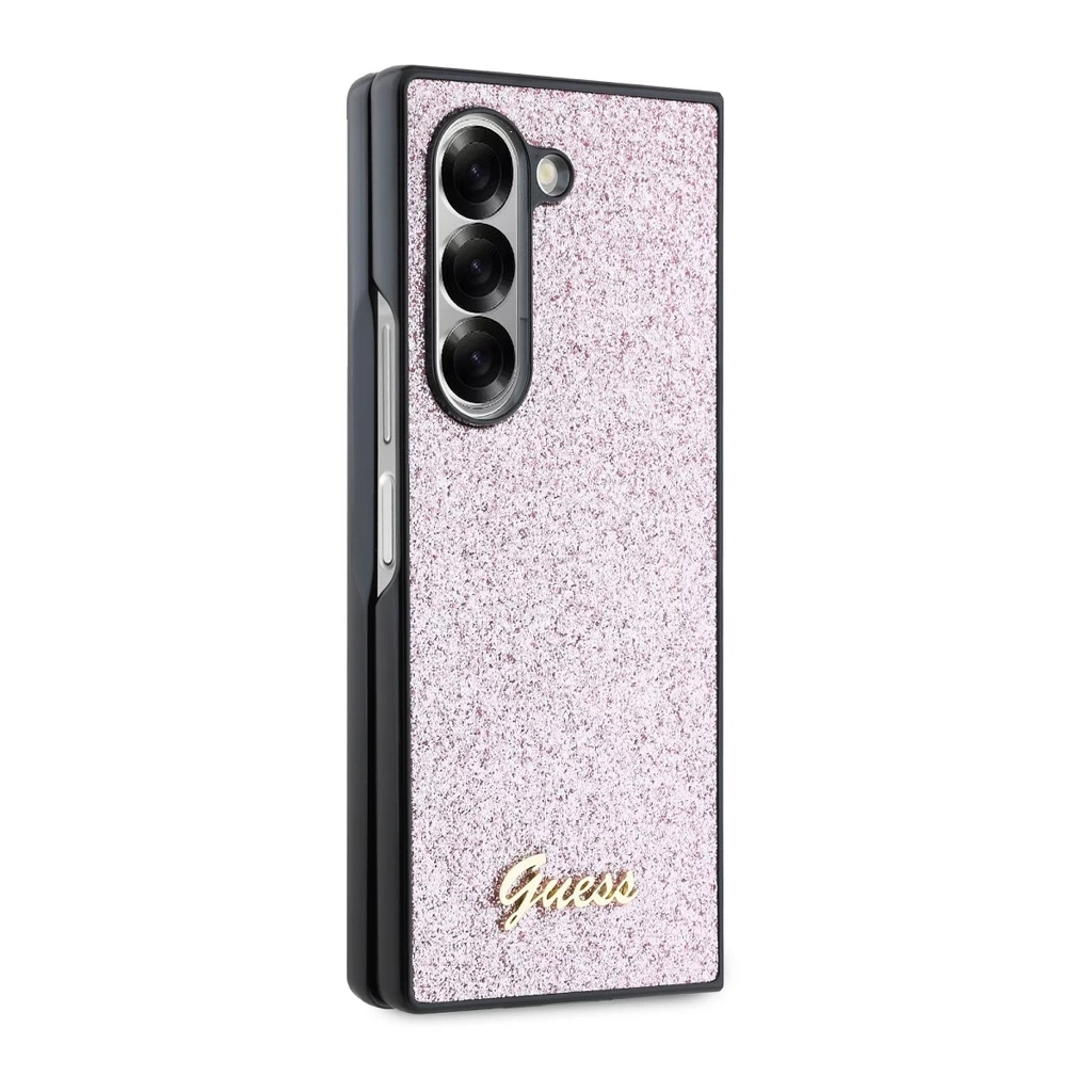 Guess PC/TPU Glitter Flakes Metal Logo tok Samsung Galaxy Z Fold 6 készülékhez rózsaszín
