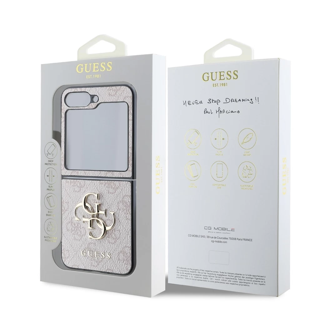 Guess PU 4G Metal Logo tok Samsung Galaxy Z Flip 6 készülékhez rózsaszín
