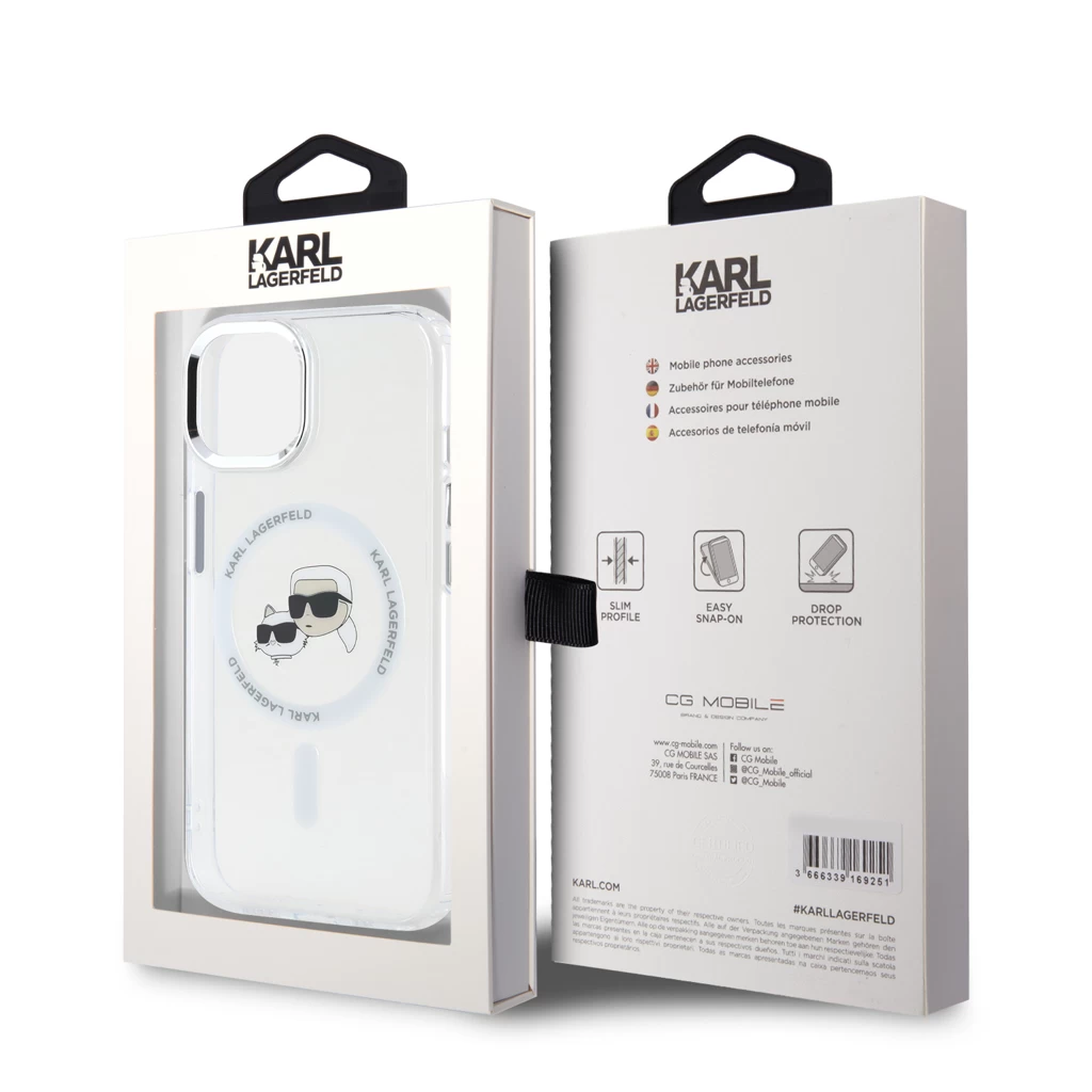 Karl Lagerfeld IML K&CH Heads Metal Frame MagSafe tok iPhone 13 készülékhez átlátszó