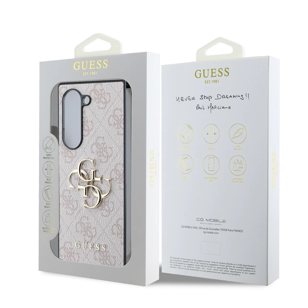 Guess PU 4G Metal Logo tok Samsung Galaxy Z Fold 6 készülékhez rózsaszín