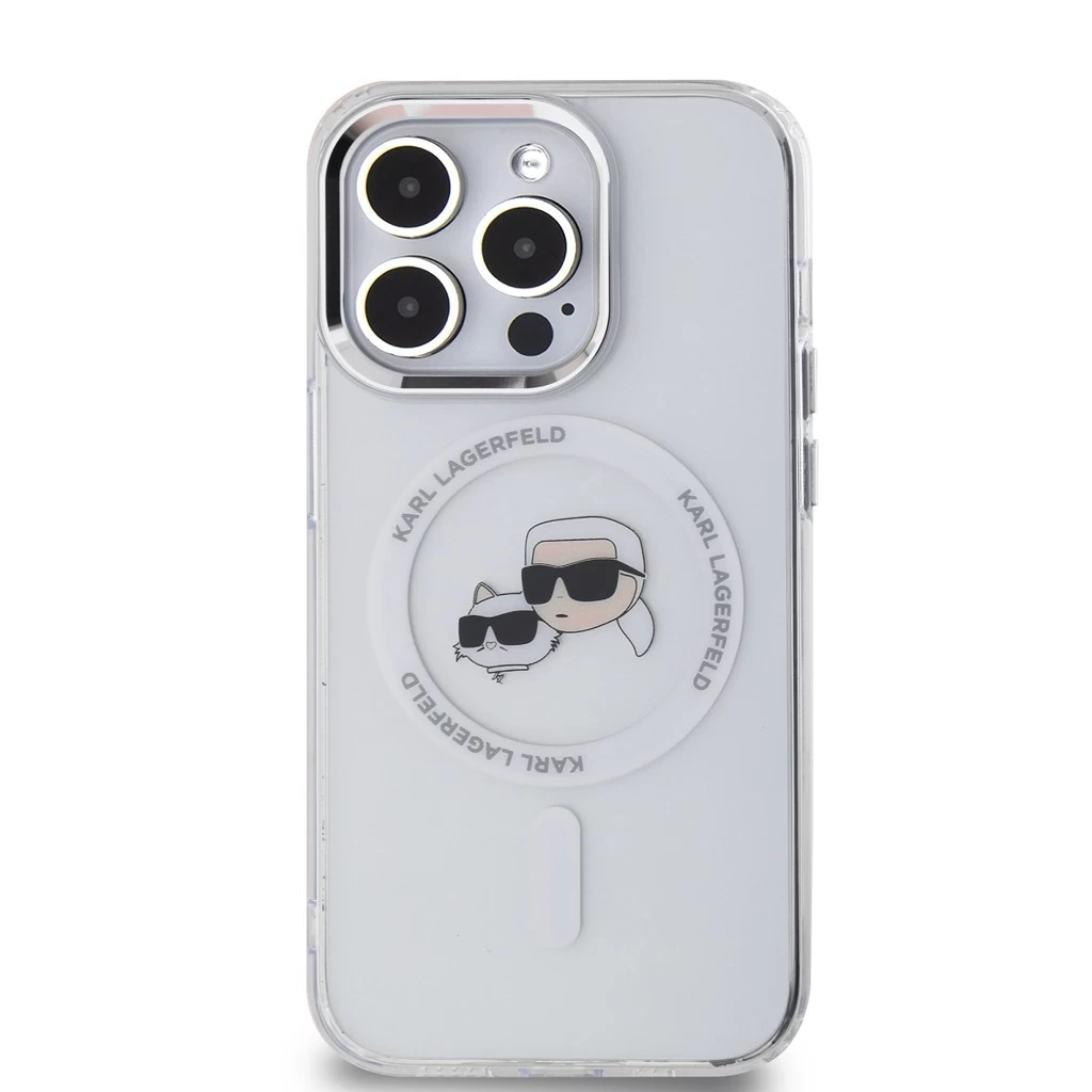 Karl Lagerfeld IML K&CH Heads Metal Frame MagSafe tok iPhone 13 Pro készülékhez átlátszó
