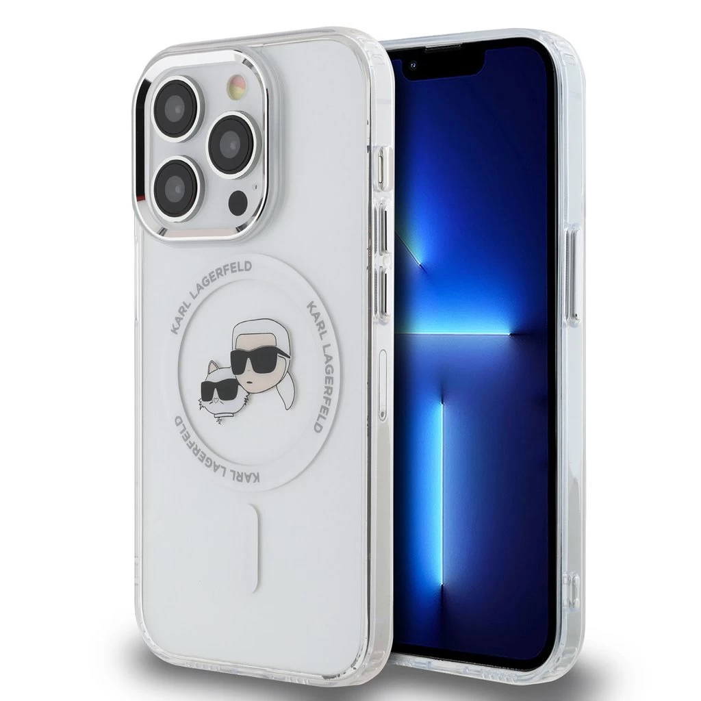 Karl Lagerfeld IML K&CH Heads Metal Frame MagSafe tok iPhone 15 Pro Max készülékhez átlátszó