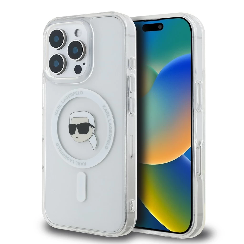 Karl Lagerfeld IML Karl Head Metal Frame MagSafe tok iPhone 16 Pro Max készülékhez átlátszó