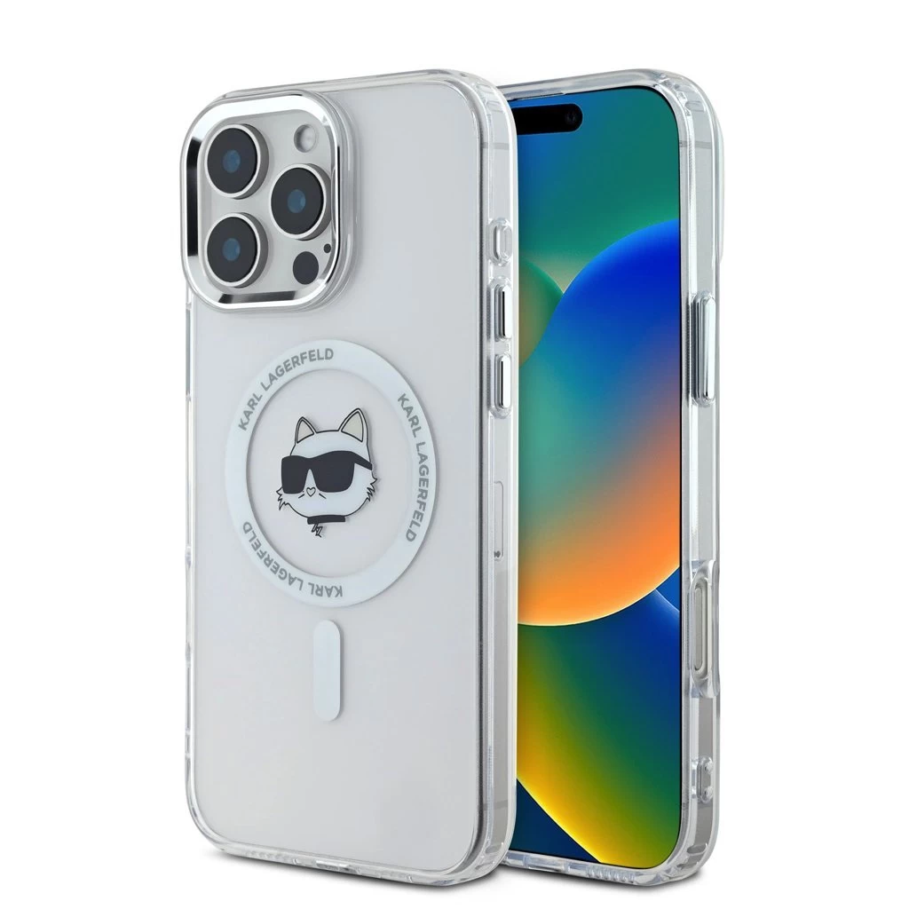 Karl Lagerfeld IML Choupette Head Metal Frame MagSafe tok iPhone 16 Pro készülékhez átlátszó