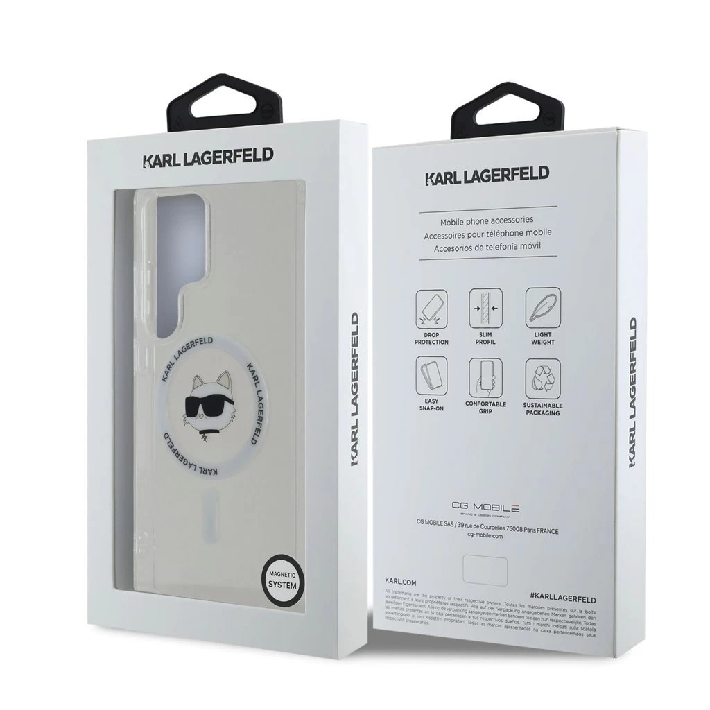 Karl Lagerfeld IML Choupette Head MagSafe tok Samsung Galaxy S25 Ultra készülékhez átlátszó