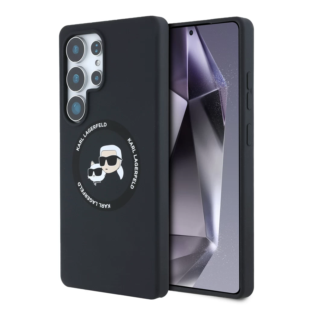 Karl Lagerfeld Liquid Silicone K&CH Heads MagSafe tok Samsung Galaxy S25 Ultra készülékhez fekete