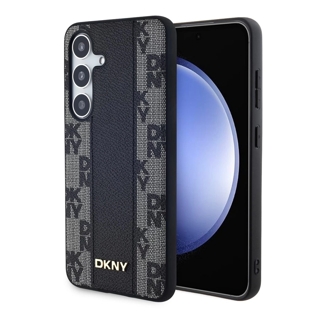 DKNY PU bőr sakkos mintázatú Magsafe tok Samsung Galaxy S24+ készülékhez fekete