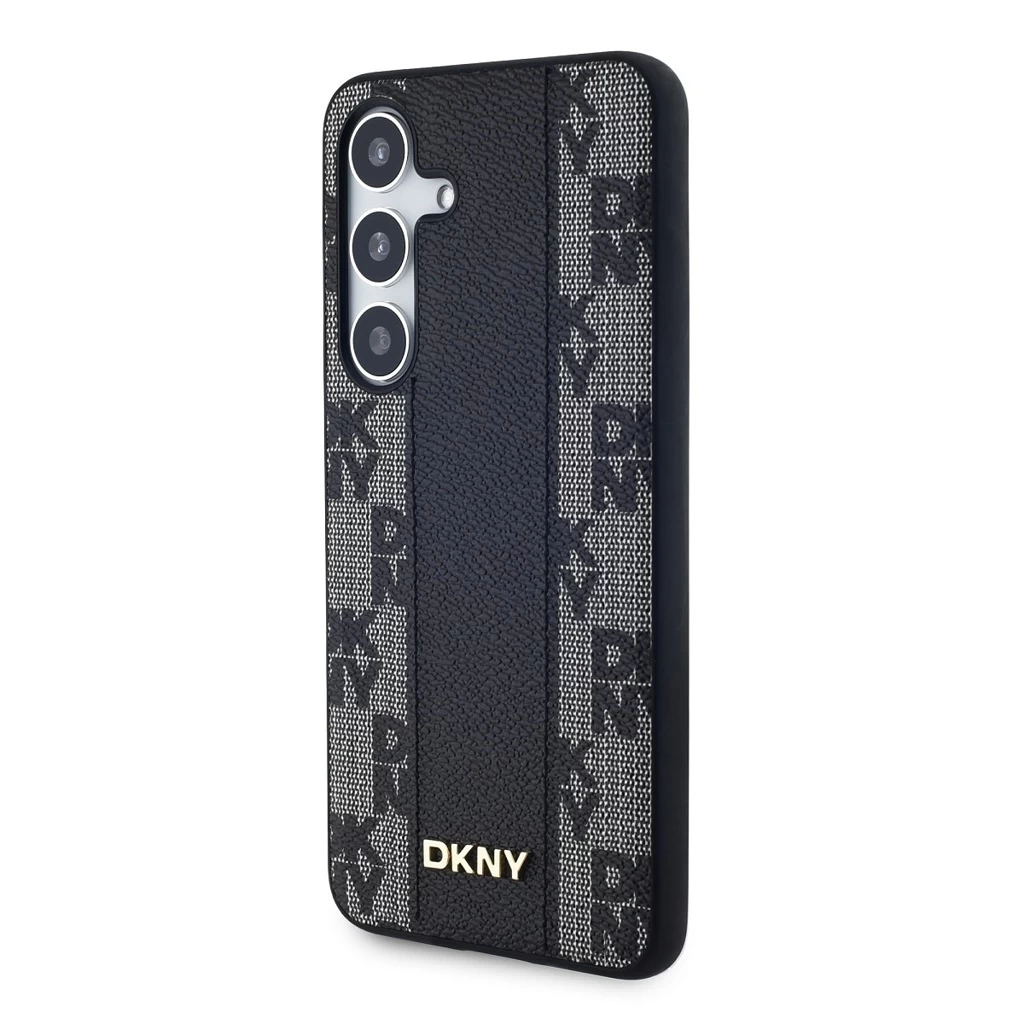 DKNY PU bőr sakkos mintázatú Magsafe tok Samsung Galaxy S24+ készülékhez fekete