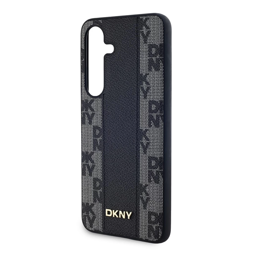 DKNY PU bőr sakkos mintázatú Magsafe tok Samsung Galaxy S24+ készülékhez fekete