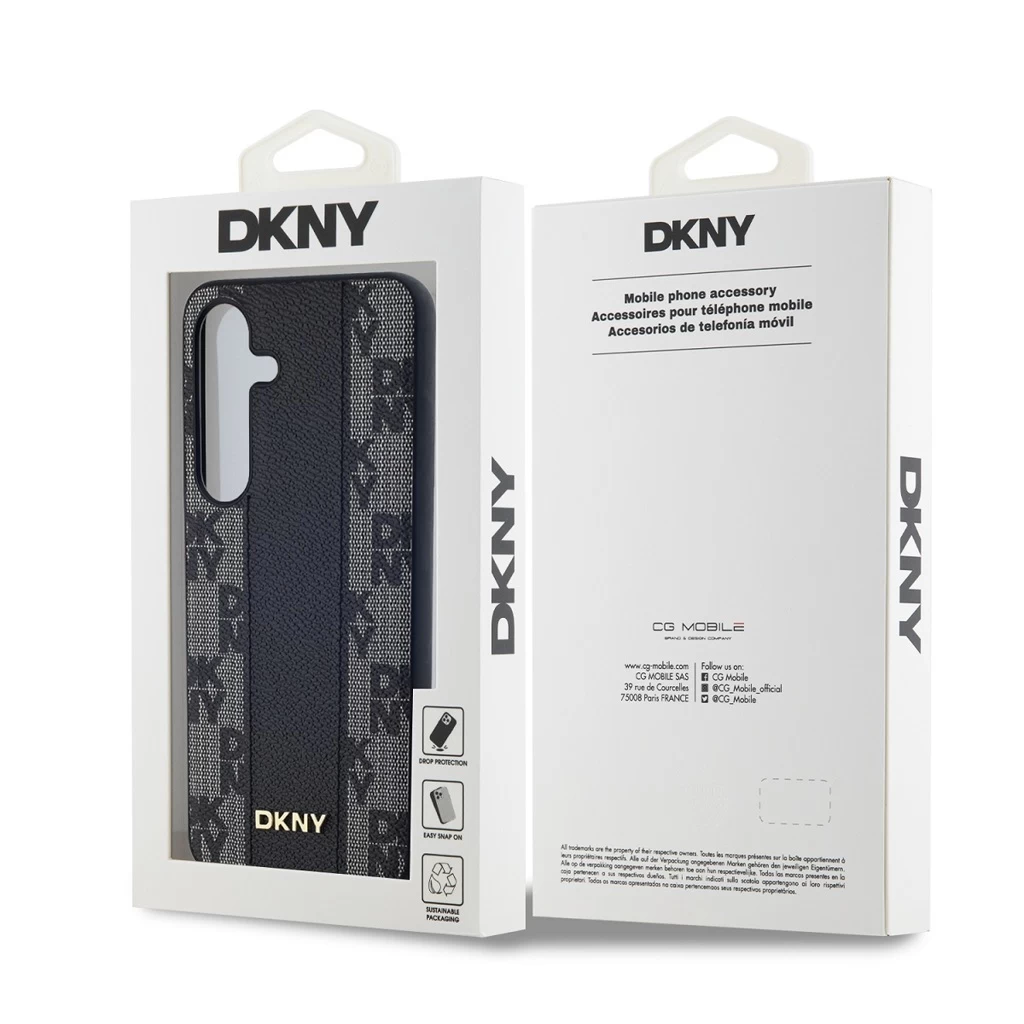 DKNY PU bőr sakkos mintázatú Magsafe tok Samsung Galaxy S24+ készülékhez fekete