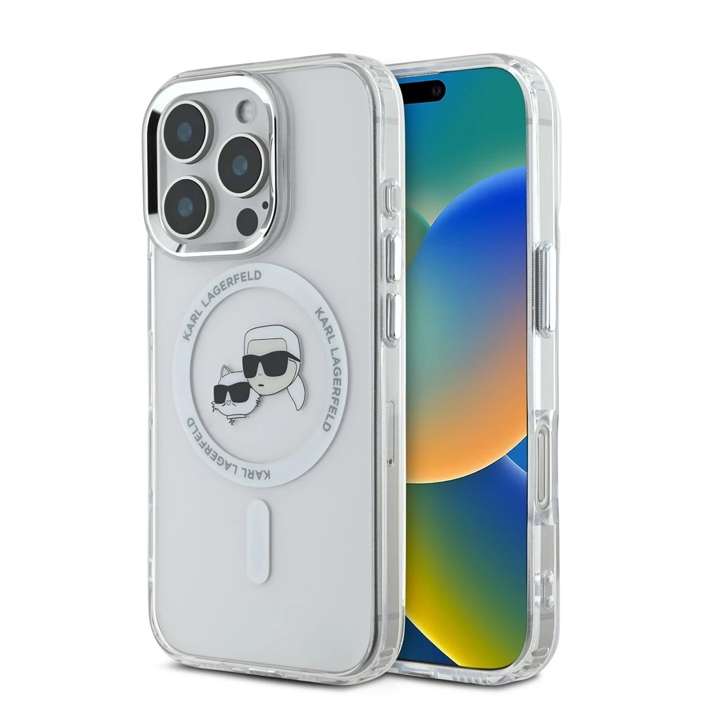 Karl Lagerfeld IML K&CH Heads Metal Frame MagSafe tok iPhone 16 Pro Max készülékhez átlátszó
