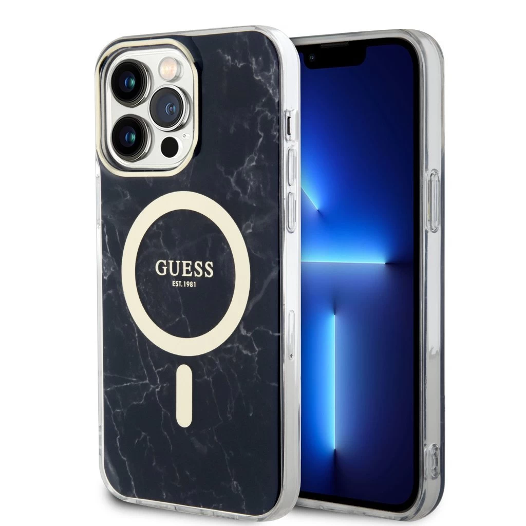 Guess IML Marble MagSafe tok iPhone 13 Pro Max készülékhez fekete