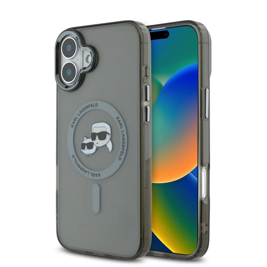 Karl Lagerfeld IML K&CH Heads Metal Frame MagSafe tok iPhone 16 készülékhez fekete