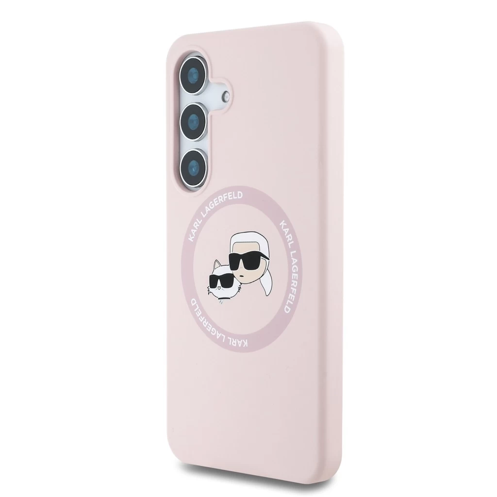 Karl Lagerfeld Liquid Silicone K&CH Heads MagSafe tok Samsung Galaxy S25+ készülékhez rózsaszín