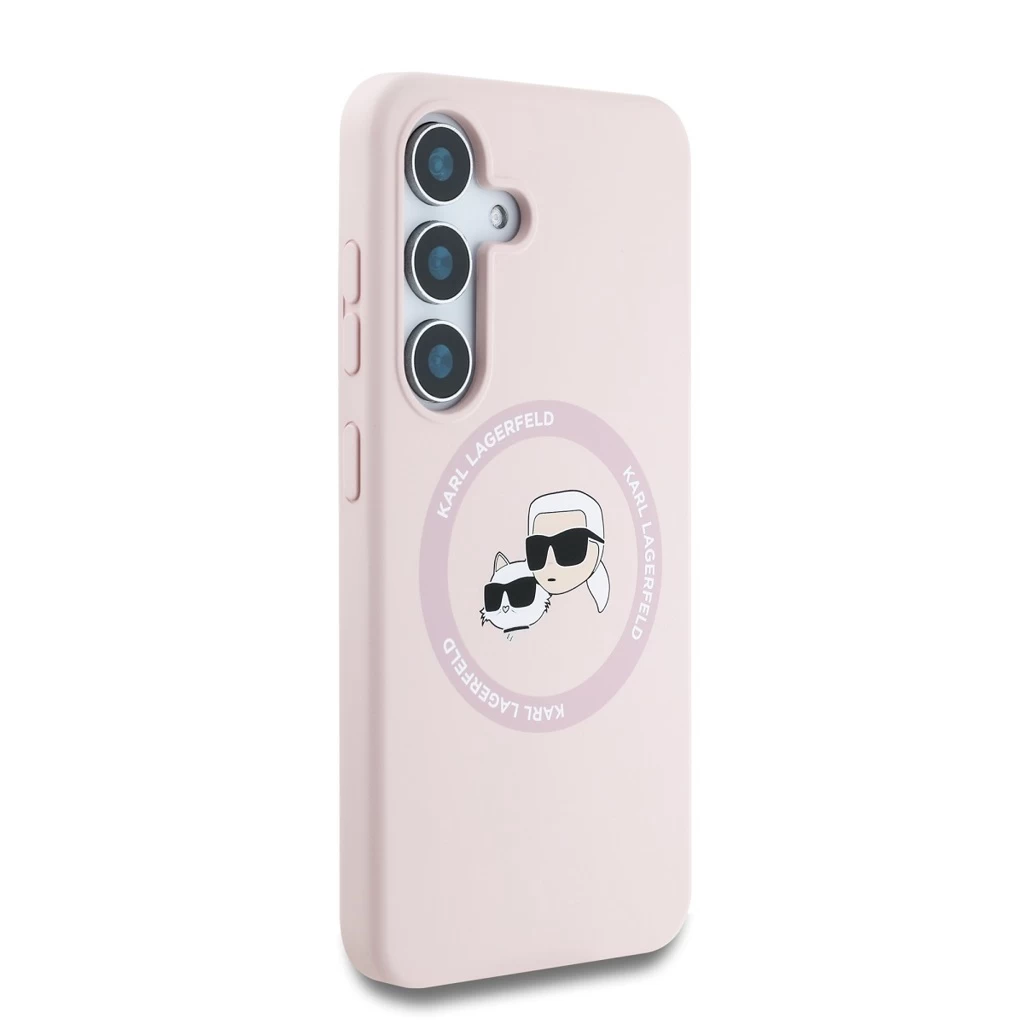 Karl Lagerfeld Liquid Silicone K&CH Heads MagSafe tok Samsung Galaxy S25+ készülékhez rózsaszín