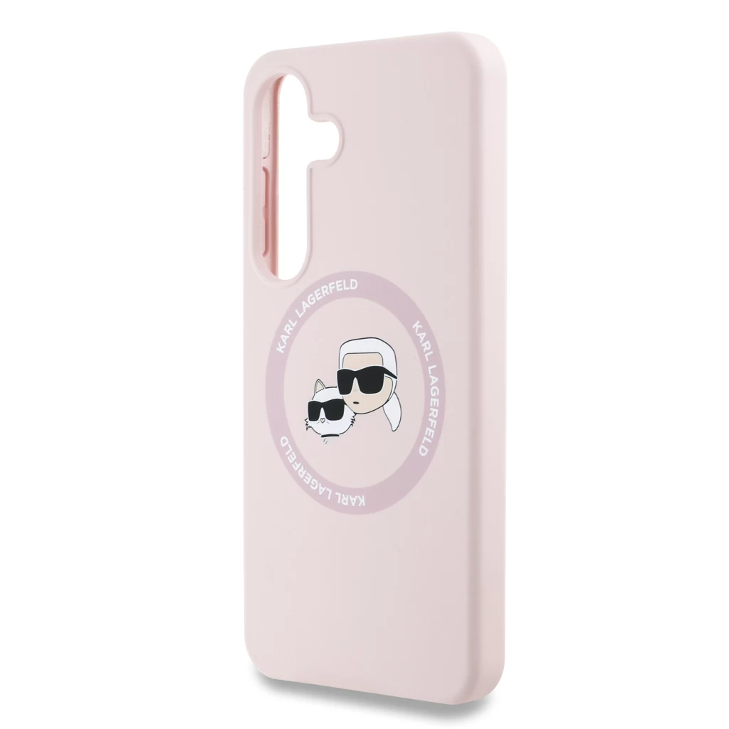 Karl Lagerfeld Liquid Silicone K&CH Heads MagSafe tok Samsung Galaxy S25+ készülékhez rózsaszín
