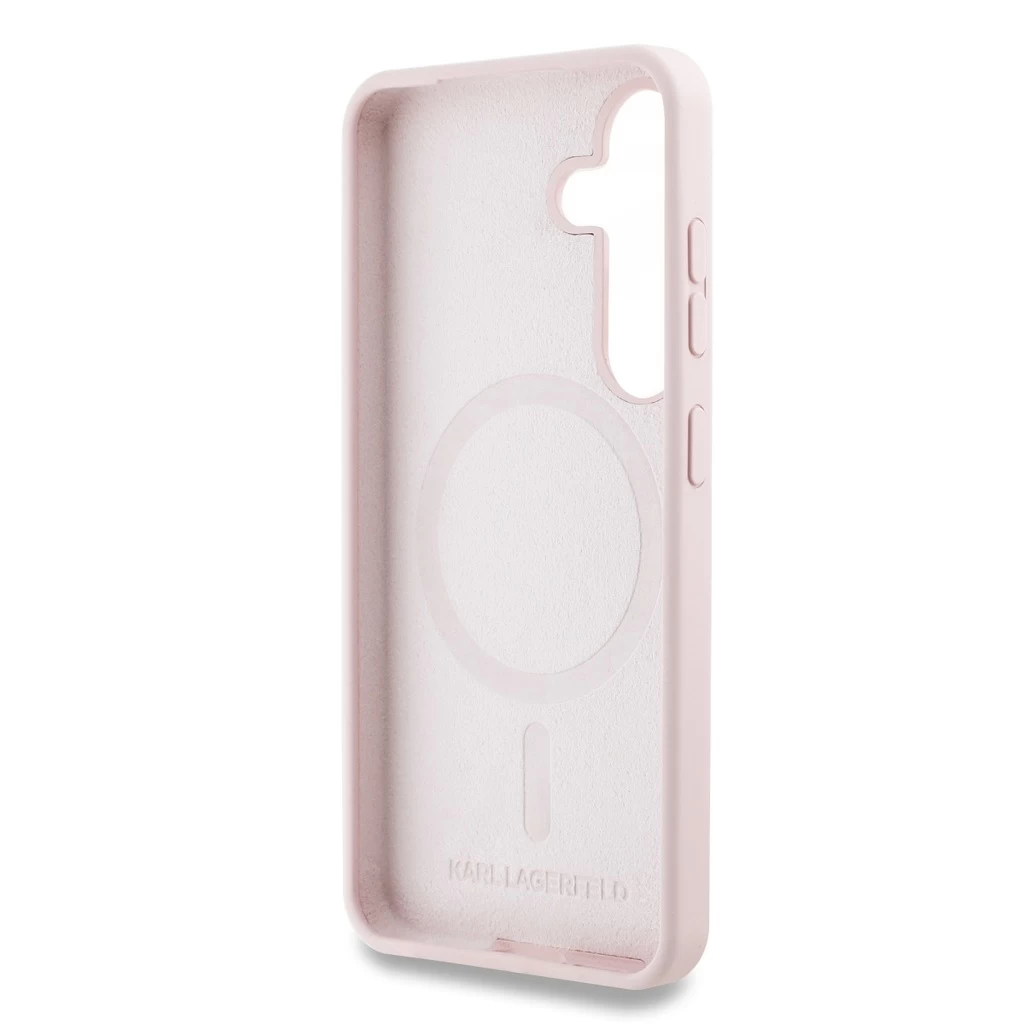 Karl Lagerfeld Liquid Silicone K&CH Heads MagSafe tok Samsung Galaxy S25+ készülékhez rózsaszín