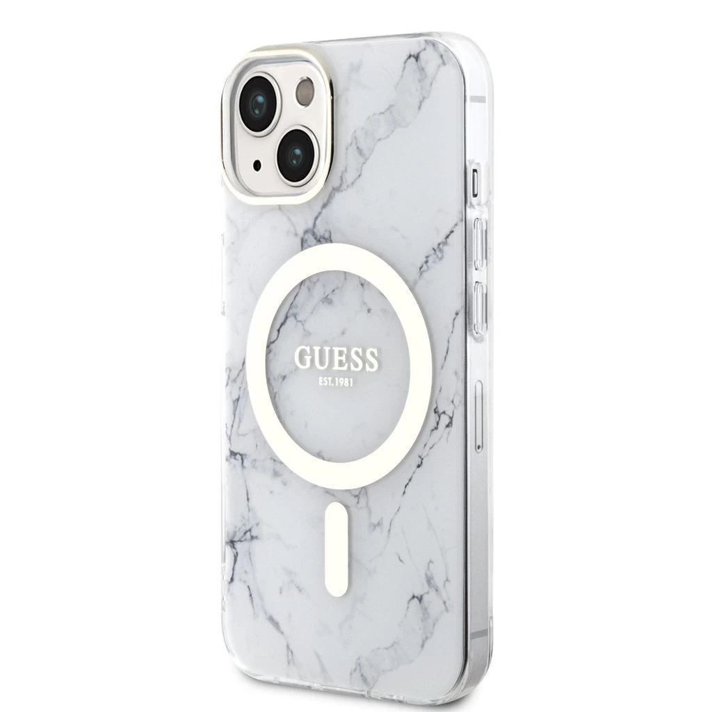 Guess IML Marble MagSafe tok iPhone 13 készülékhez fehér