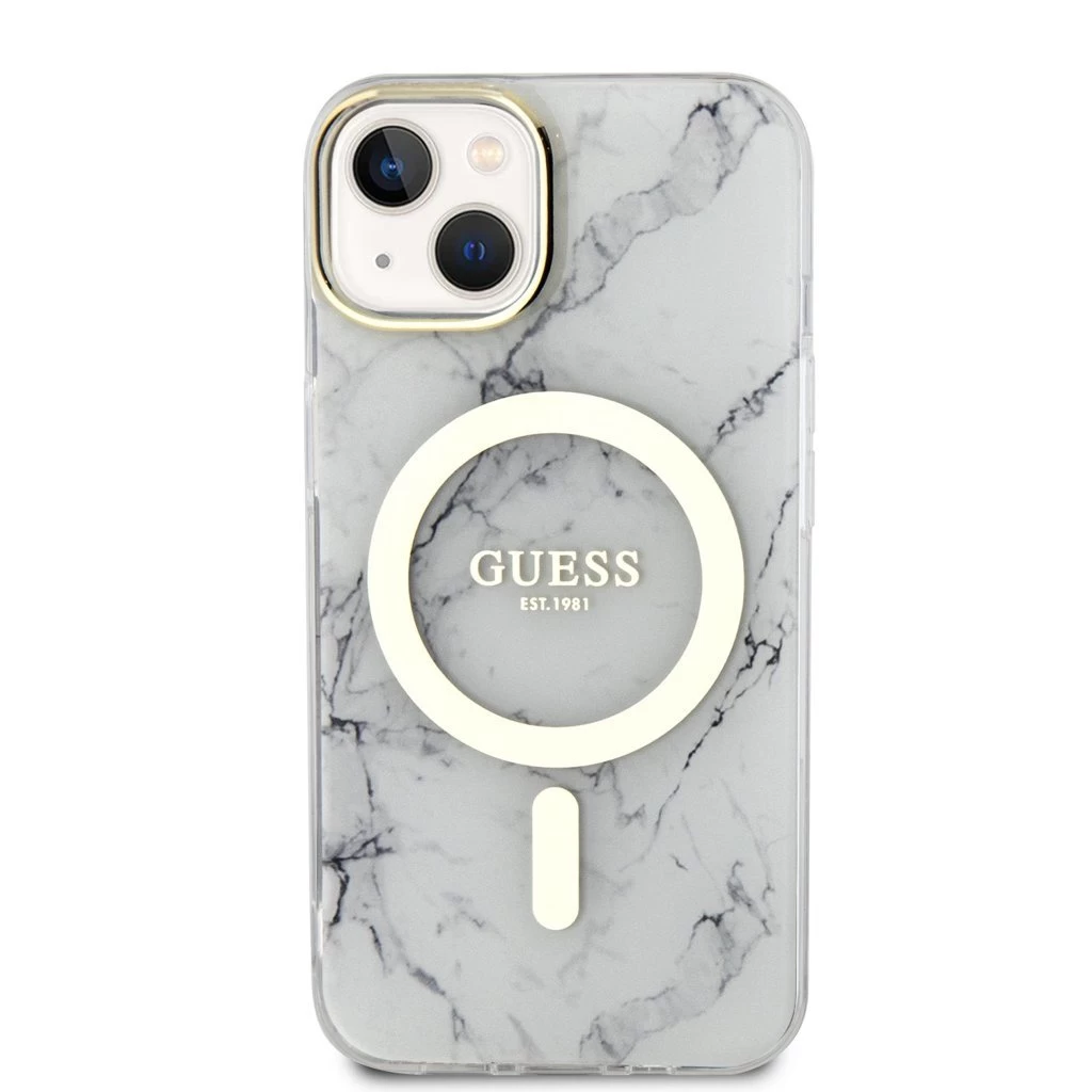 Guess IML Marble MagSafe tok iPhone 13 készülékhez fehér
