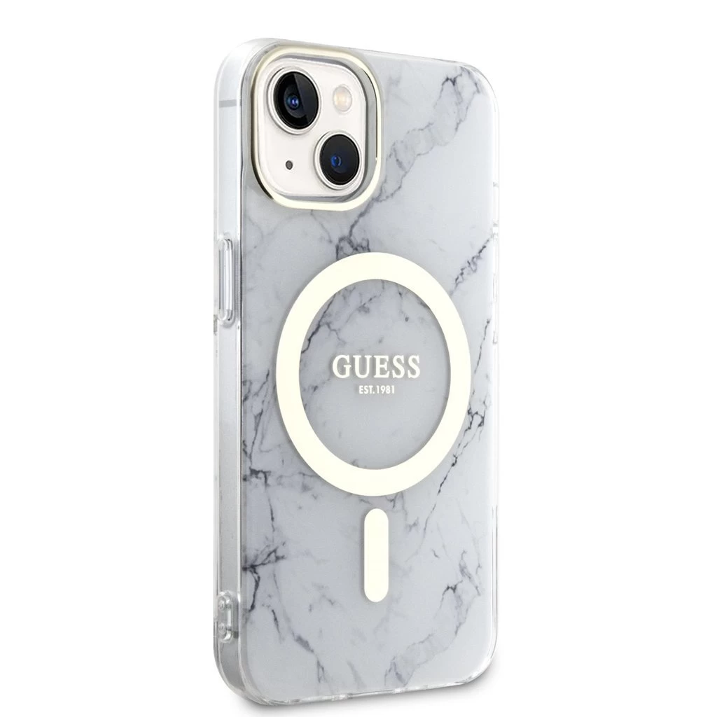 Guess IML Marble MagSafe tok iPhone 13 készülékhez fehér