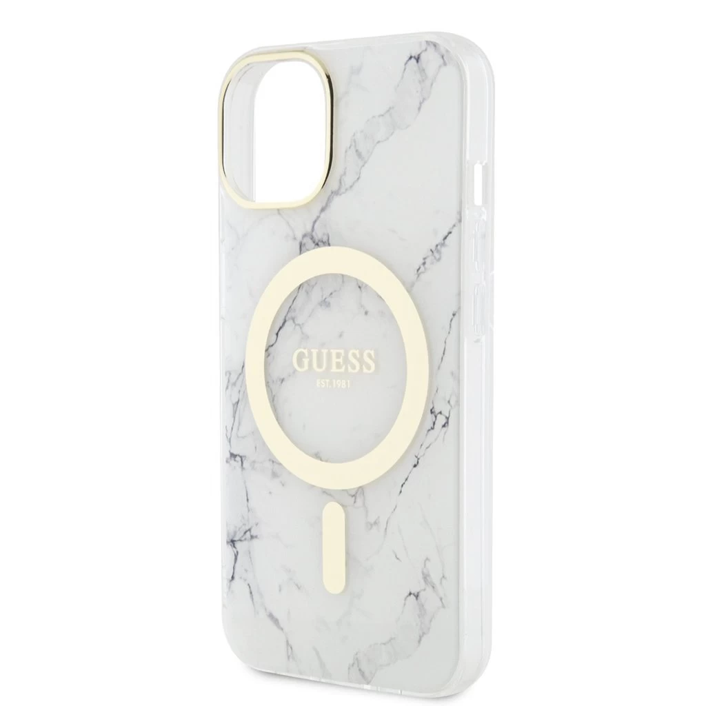 Guess IML Marble MagSafe tok iPhone 13 készülékhez fehér