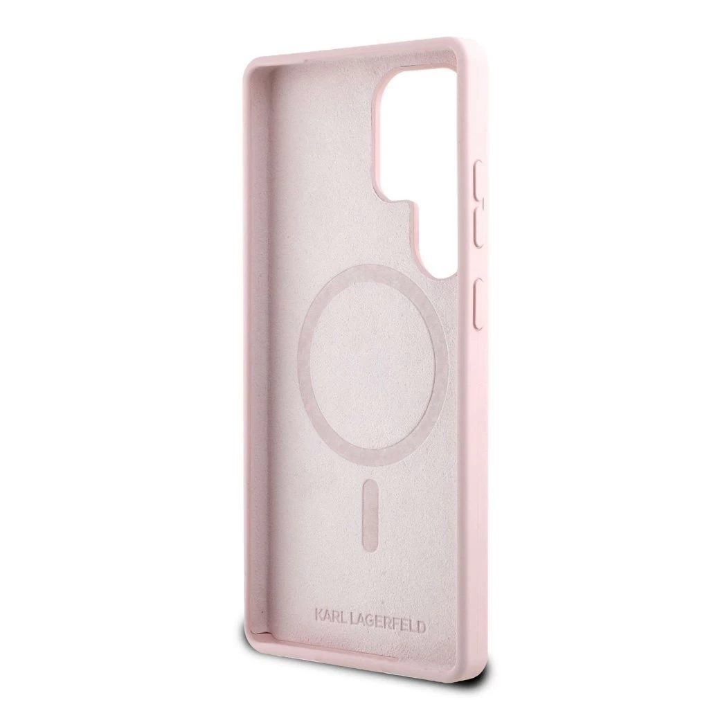 Karl Lagerfeld Liquid Silicone K&CH Heads MagSafe tok Samsung Galaxy S25 Ultra készülékhez rózsaszín