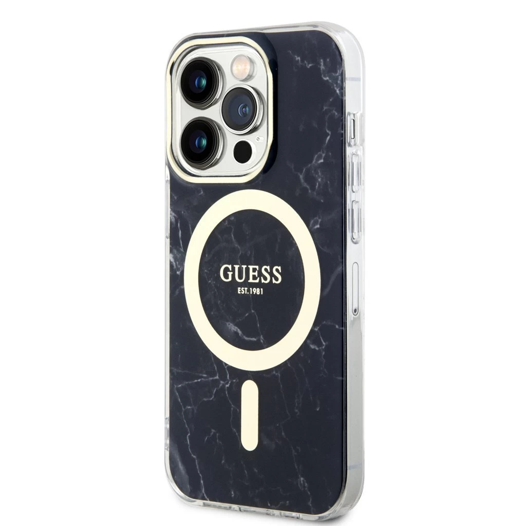 Guess IML Marble MagSafe tok iPhone 13 Pro készülékhez fekete