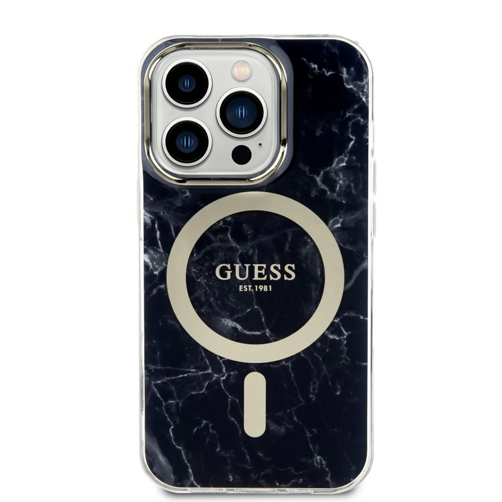 Guess IML Marble MagSafe tok iPhone 13 Pro készülékhez fekete