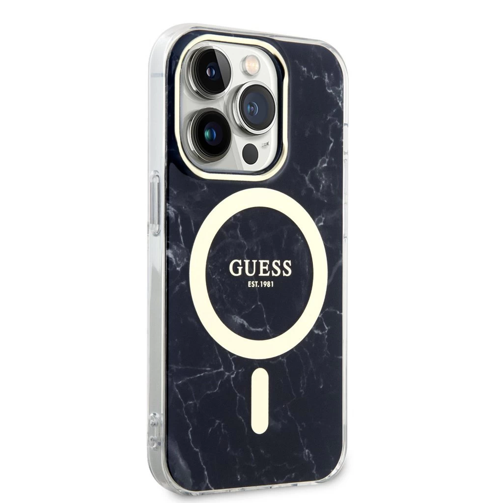 Guess IML Marble MagSafe tok iPhone 13 Pro készülékhez fekete