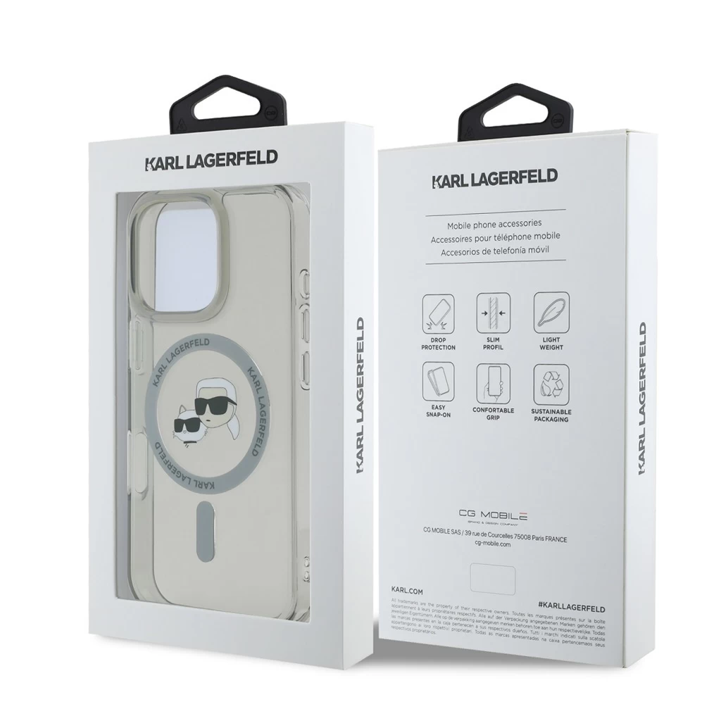Karl Lagerfeld IML K&CH Heads Metal Frame MagSafe tok iPhone 16 Pro Max készülékhez fekete