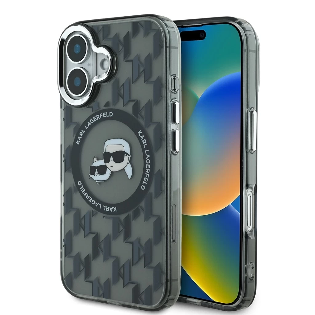 Karl Lagerfeld IML Monogram K&CH Heads MagSafe tok iPhone 16 készülékhez fekete