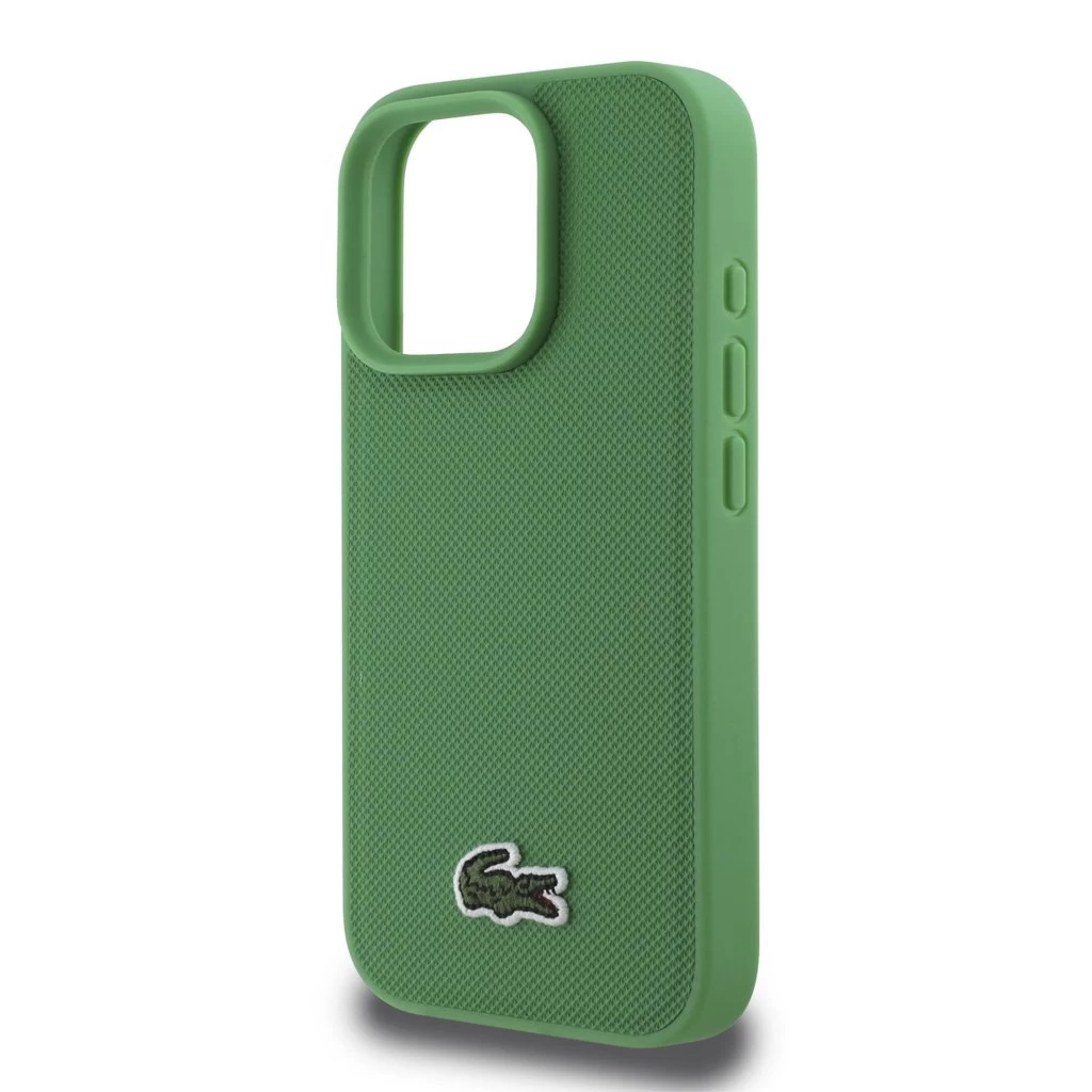 Lacoste Iconic Petit Pique Woven Logo MagSafe tok iPhone 16 Pro készülékhez zöld