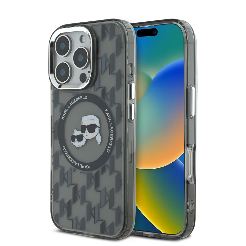 Karl Lagerfeld IML Monogram K&CH Heads MagSafe tok iPhone 16 Pro készülékhez fekete