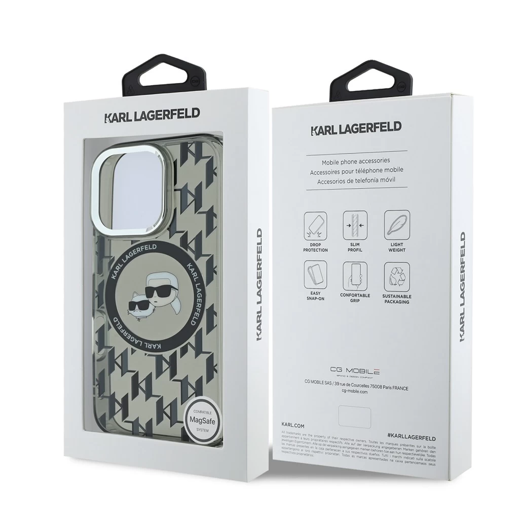 Karl Lagerfeld IML Monogram K&CH Heads MagSafe tok iPhone 16 Pro készülékhez fekete