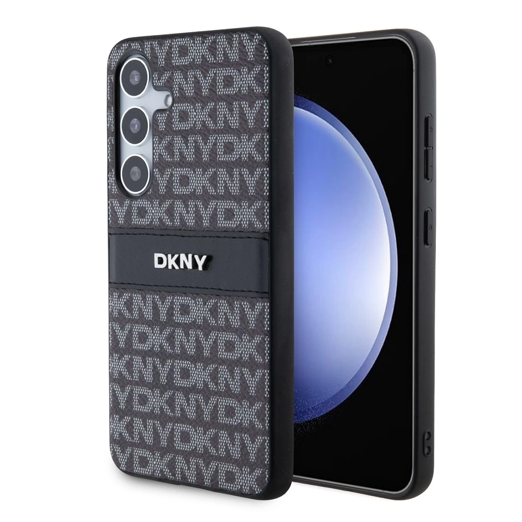 DKNY PC/TPU Repeat Pattern Tonal Stripe tok Samsung S24 készülékhez fekete