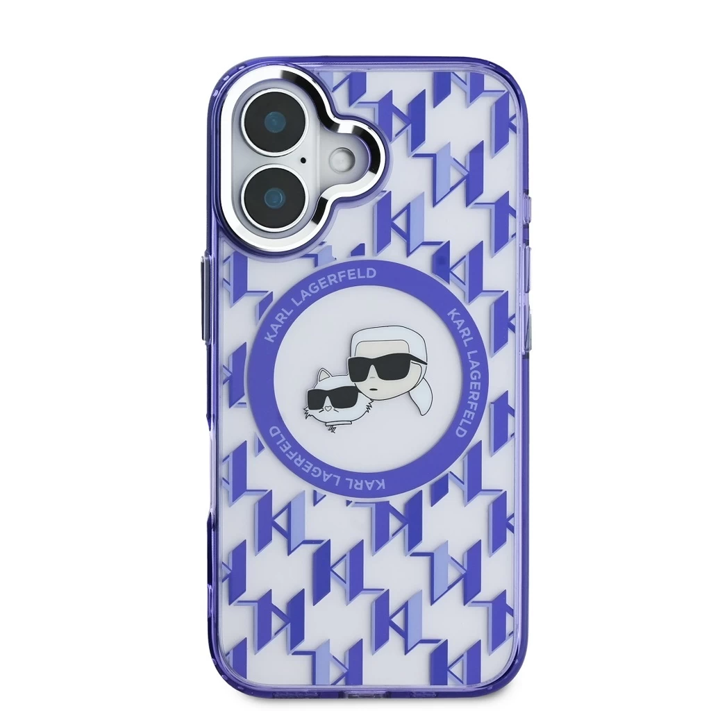 Karl Lagerfeld IML Monogram K&CH Heads MagSafe tok iPhone 16 készülékhez lila