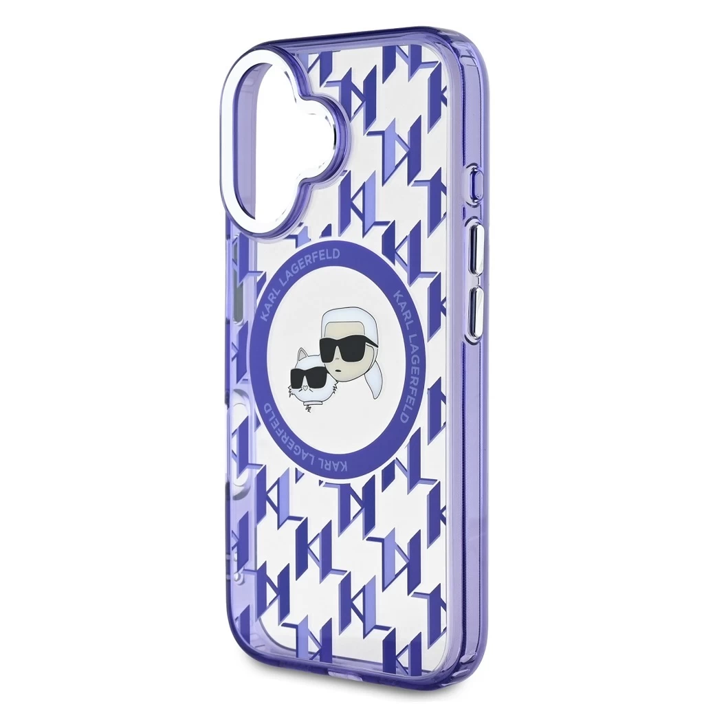 Karl Lagerfeld IML Monogram K&CH Heads MagSafe tok iPhone 16 készülékhez lila