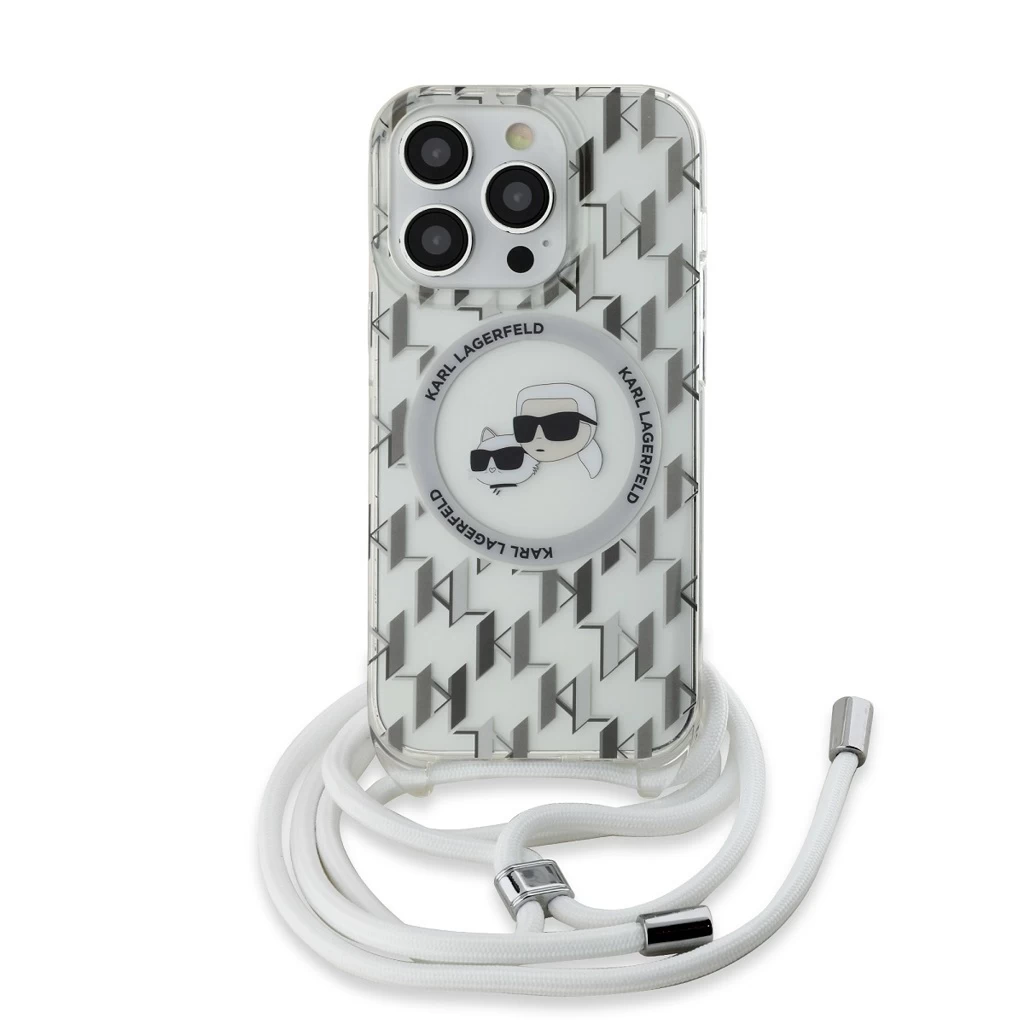 Karl Lagerfeld IML Monogram Crossbody K&CH Heads MagSafe tok iPhone 14 Pro készülékhez átlátszó