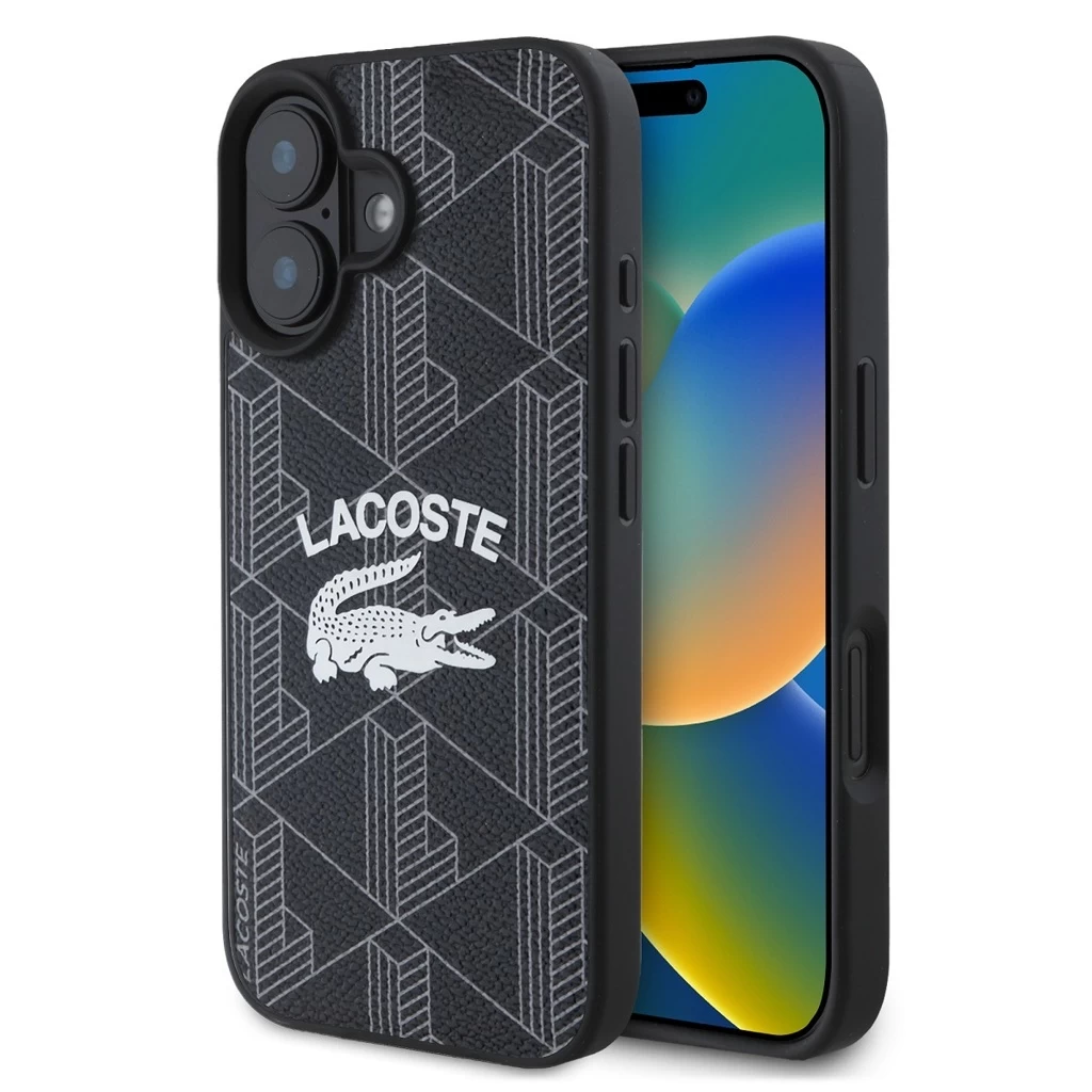 Lacoste Blend Monogram MagSafe tok iPhone 16 készülékhez fekete