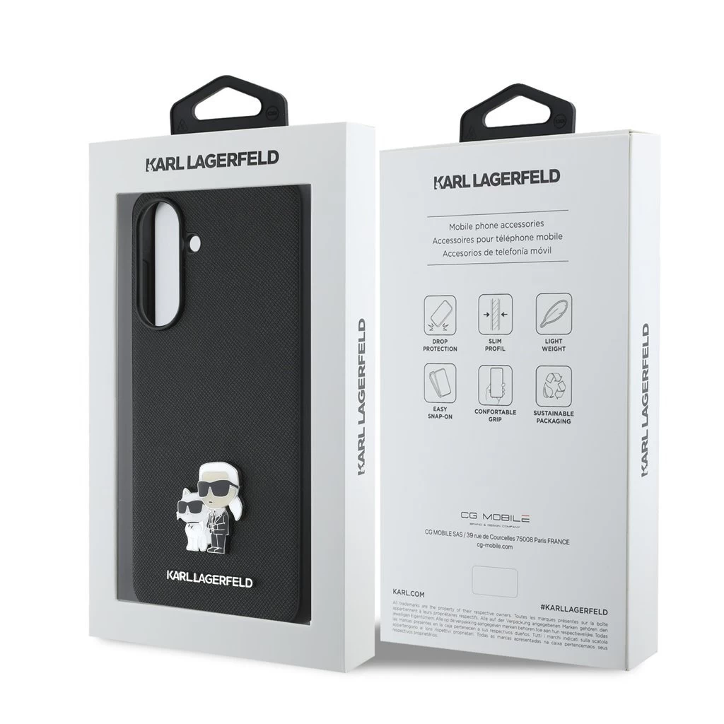 Karl Lagerfeld PU Saffiano Metal Karl and Choupette tok Samsung Galaxy A56 készülékhez fekete