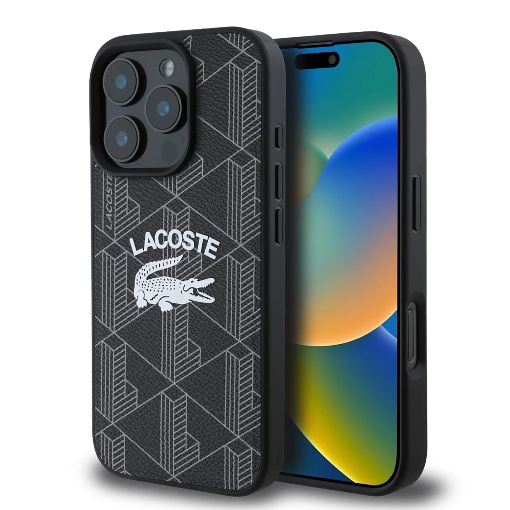Lacoste Blend Monogram MagSafe tok iPhone 16 Pro készülékhez fekete