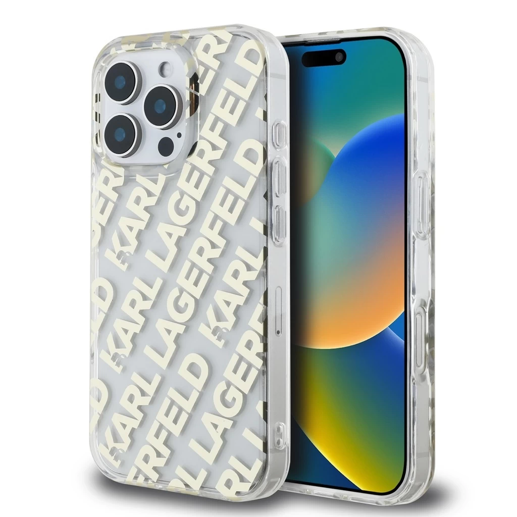 Karl Lagerfeld IML Electroplated Repeated Logo tok iPhone 16 Pro Max készülékhez, arany