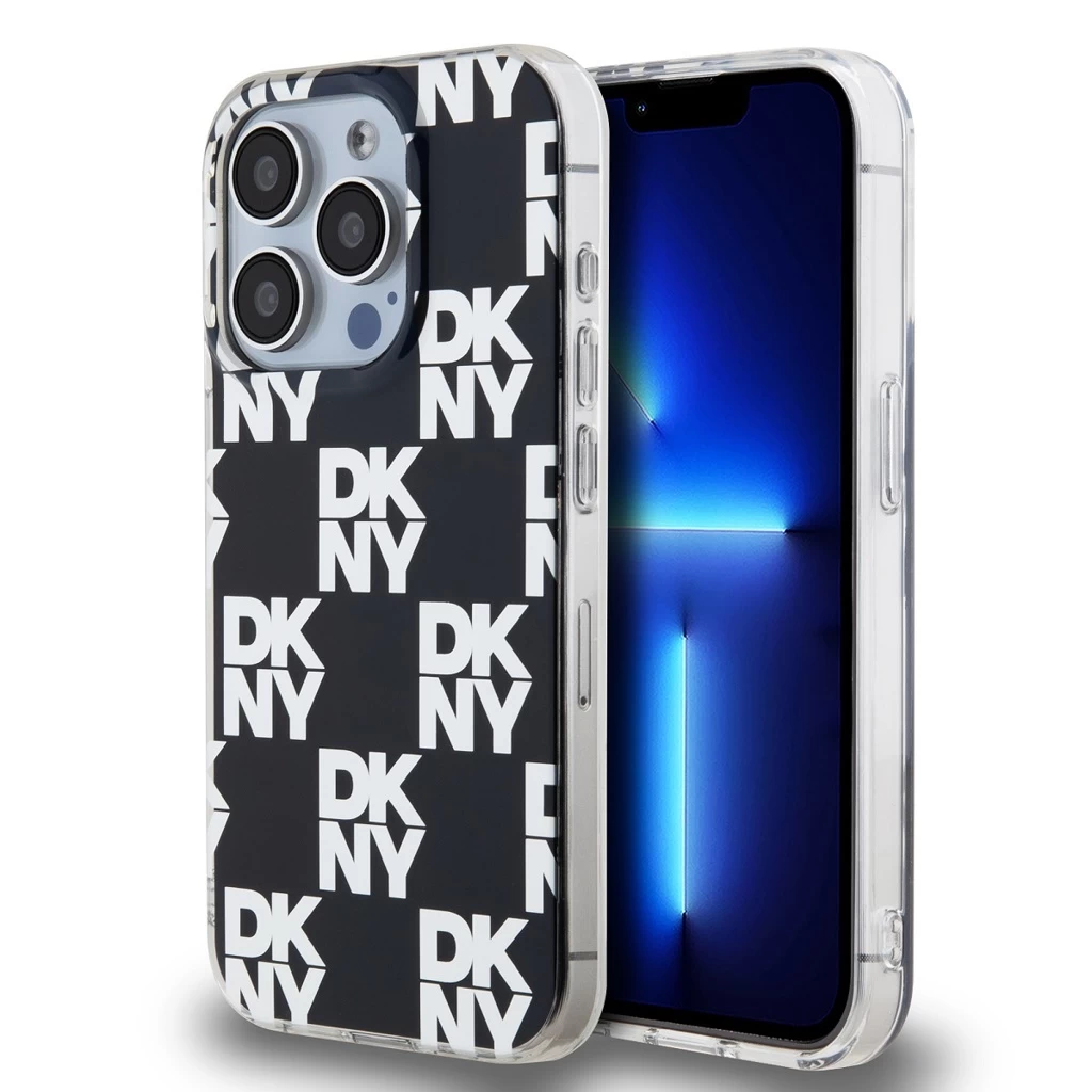 DKNY PC/TPU Checkered Pattern tok iPhone 15 Pro Max készülékhez fekete