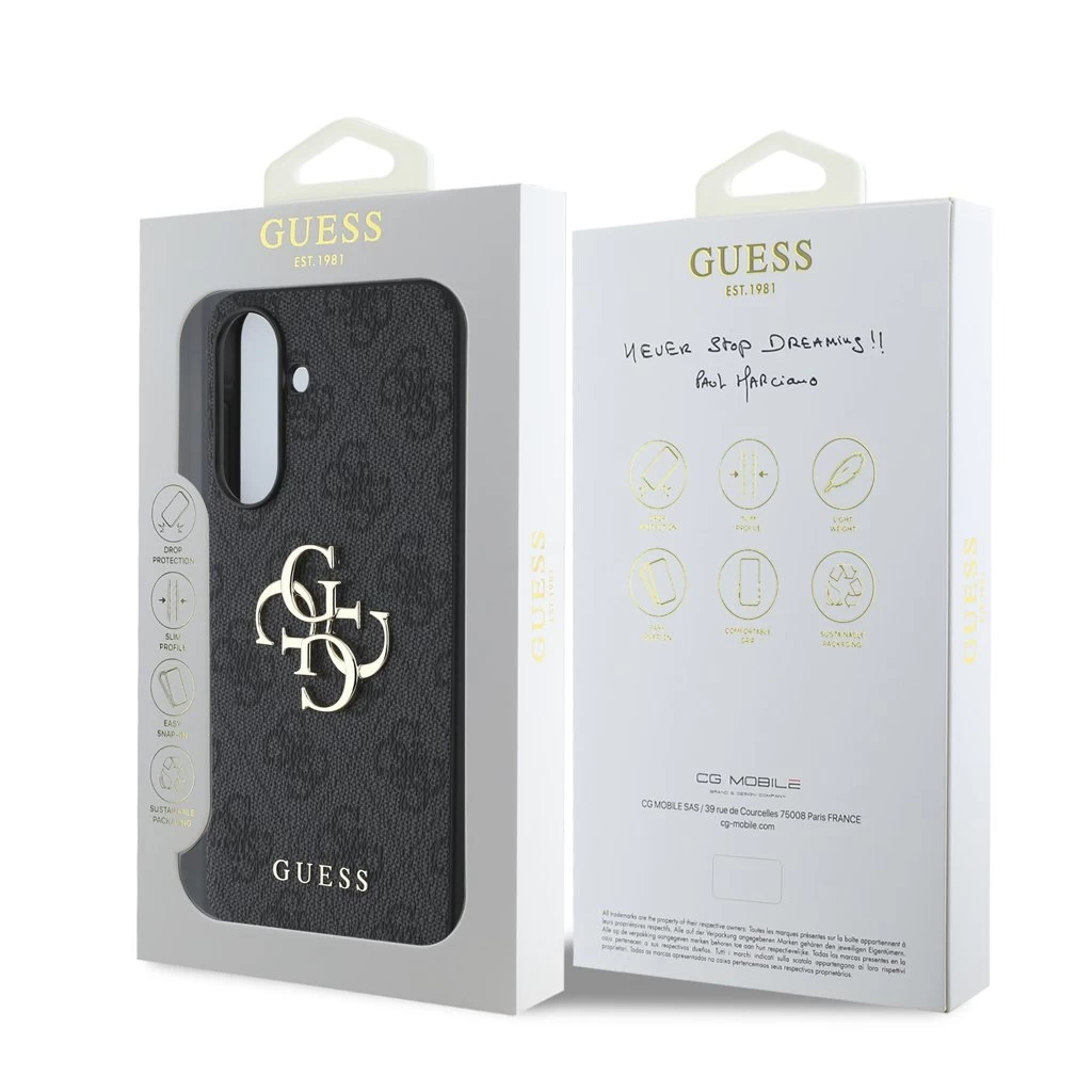 Guess PU 4G Metal Logo tok Samsung Galaxy A36 készülékhez szürke