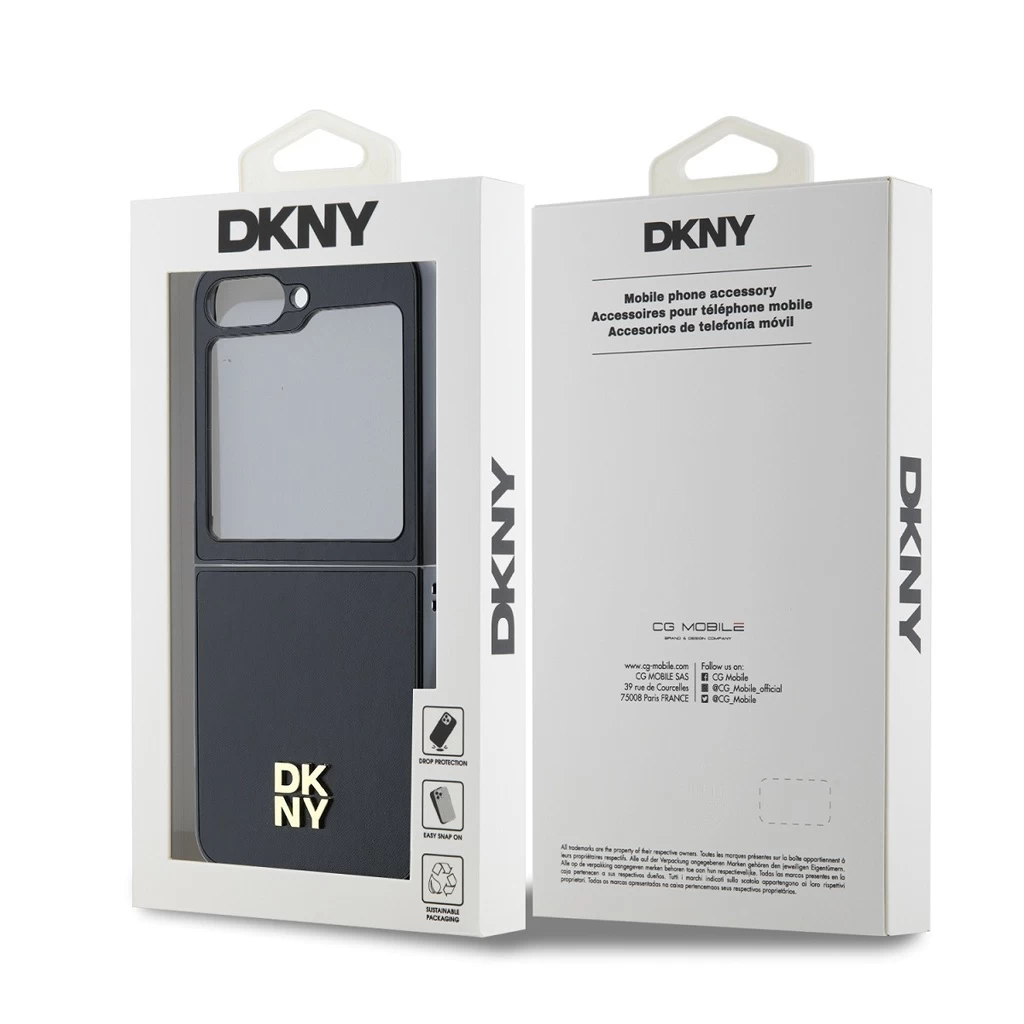 DKNY PU bőr Stack Logo tok Samsung Galaxy Z Flip 6 készülékhez fekete