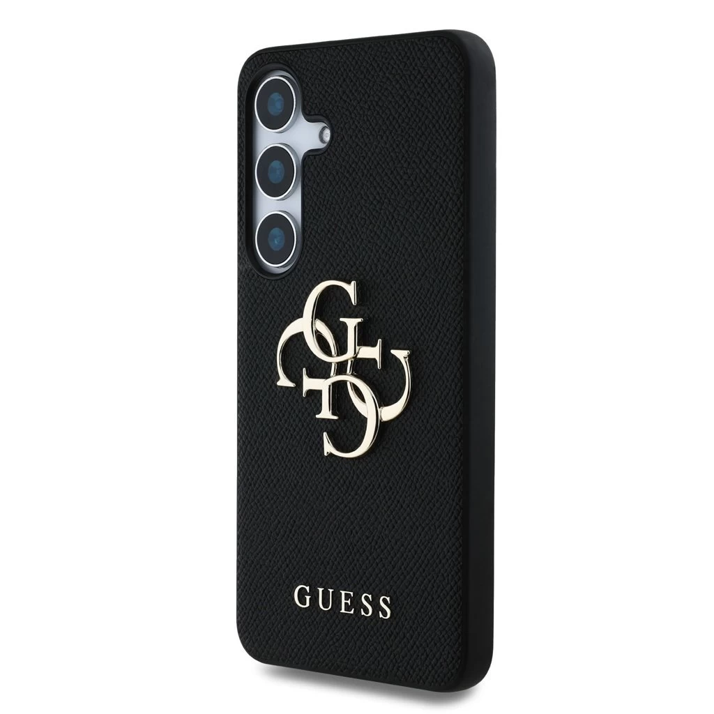 Guess PU Grained 4G Metal Logo tok Samsung Galaxy S25 készülékhez fekete